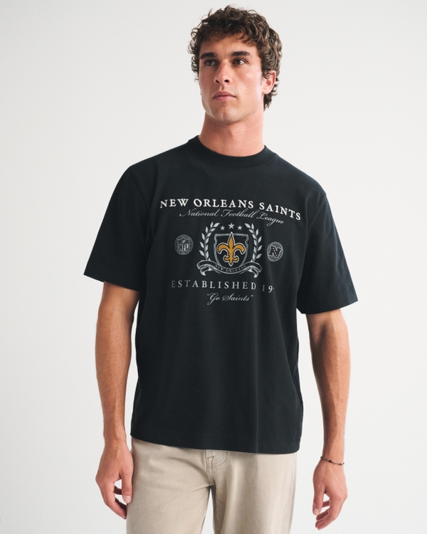 New Orleans Saints Premium Heavyweight 2.0 Tee, Black-saints view 1
