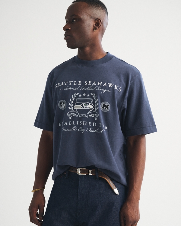 Seattle Seahawks Premium Heavyweight 2.0 Tee, Navy-seahawks view 1