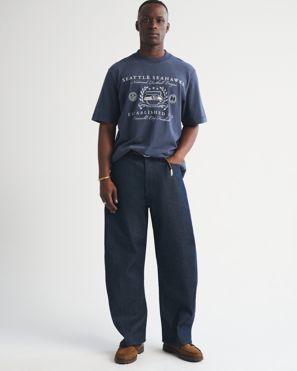 Seattle Seahawks Premium Heavyweight 2.0 Tee, Navy-seahawks view 2