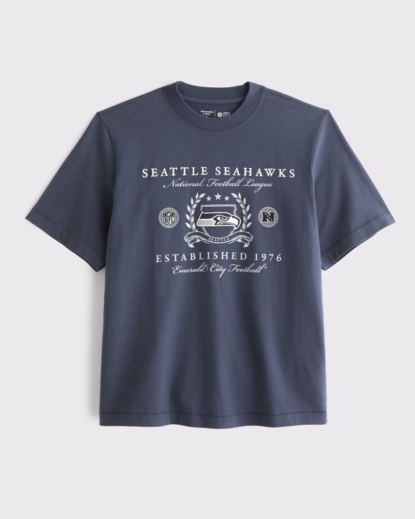Seattle Seahawks Premium Heavyweight 2.0 Tee, Navy-seahawks view 1