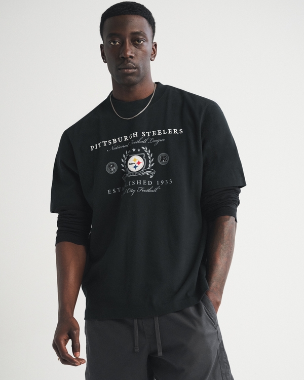 Pittsburgh Steelers Premium Heavyweight 2.0 Tee, Black-steelers view 1