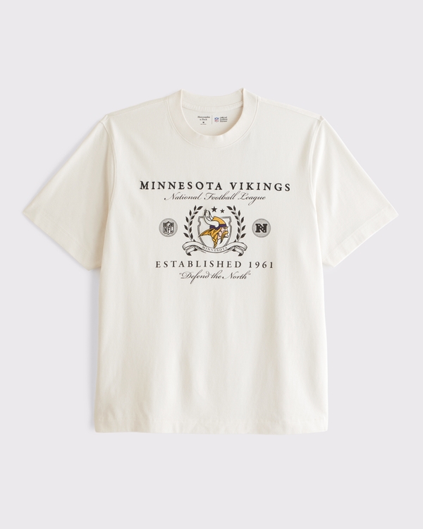 Minnesota Vikings Premium Heavyweight 2.0 Tee, Cream-vikings view 1