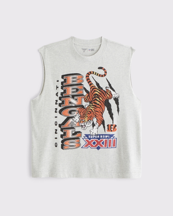 Cincinnati Bengals Muscle Tank, Light Gray-bengals view 1