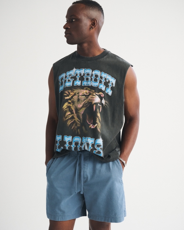 Detroit Lions Muscle Tank, Black-lions view 1