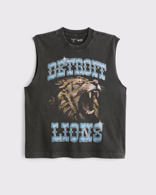 Detroit Lions Muscle Tank, Black-lions view 1