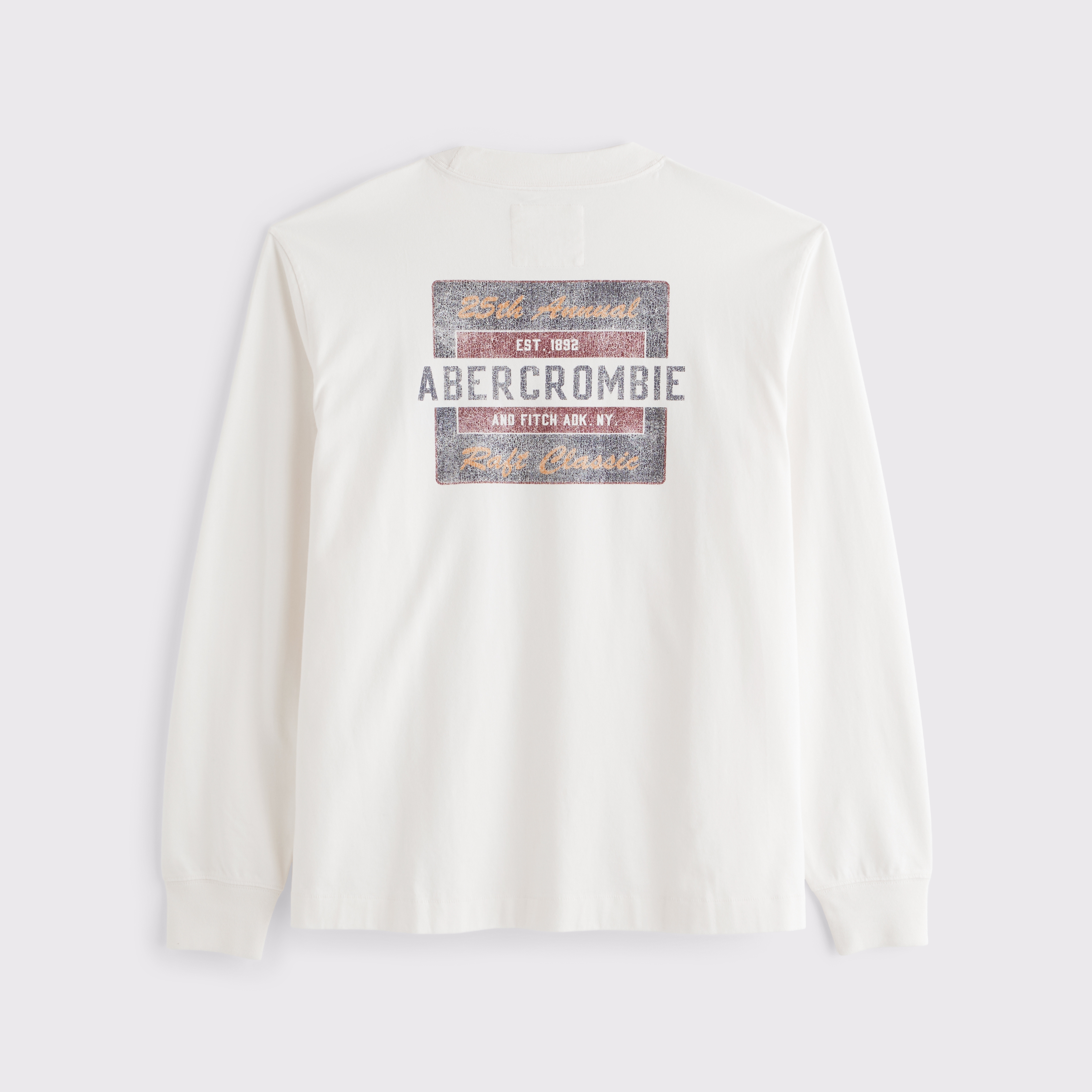 Мужская футболка Abercrombie & Fitch Long-Sleeve Premium Heavyweight 2.0 Logo, цвет: Кремовый — фото 1