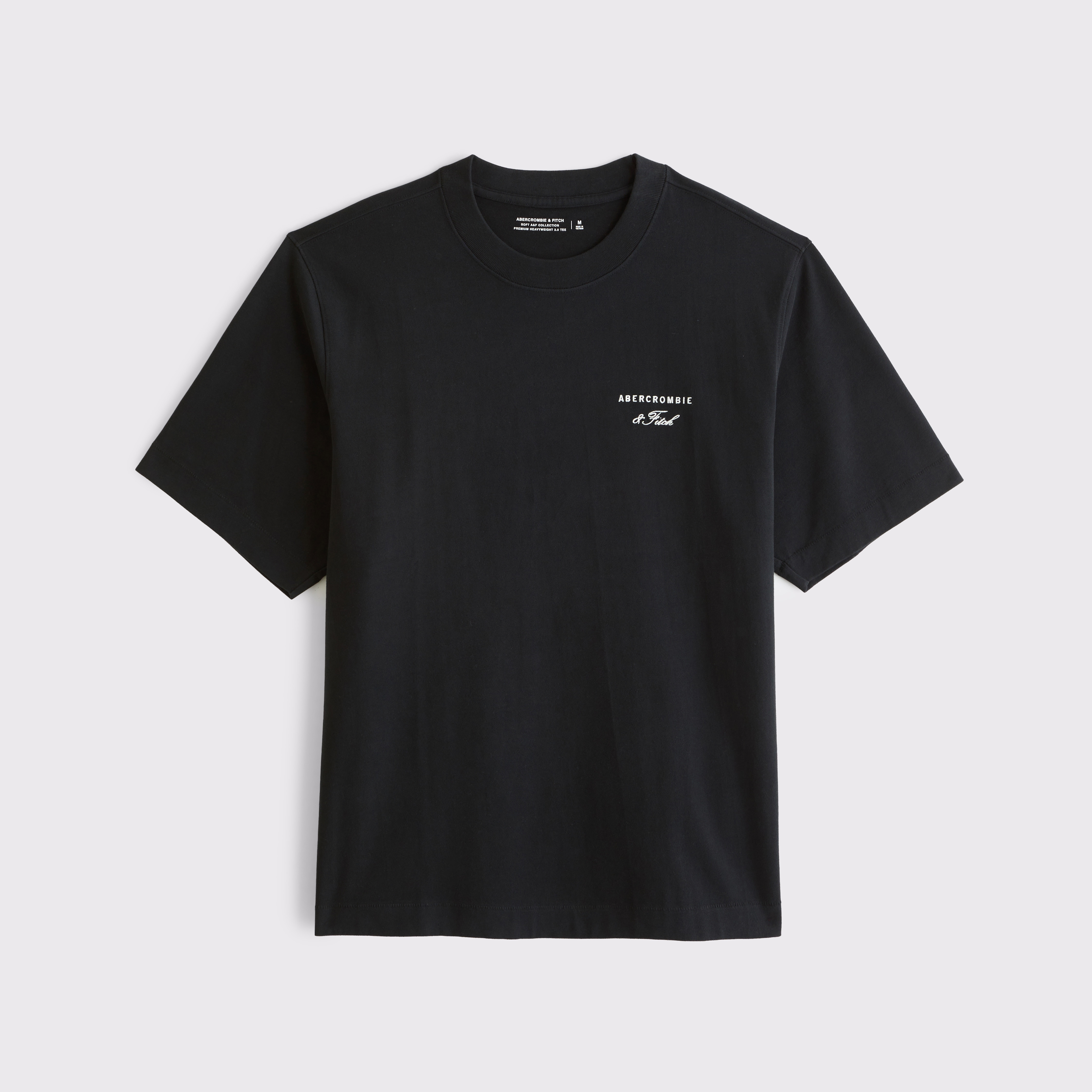 Мужская футболка Abercrombie & Fitch Premium Heavyweight 2.0 Logo, цвет: Чёрный — фото 1