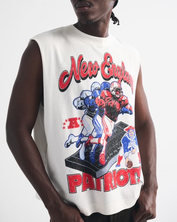 New England Patriots Muscle Tank, Cream-patriots view 1