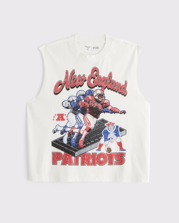 New England Patriots Muscle Tank, Cream-patriots view 1