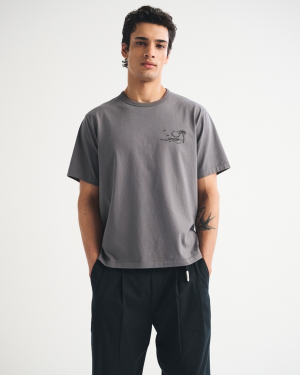 Boxy Graphic Tee, Dark Gray view 1