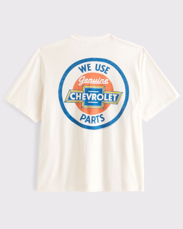 Chevrolet Vintage-Inspired Graphic Henley Tee, Cream view 1