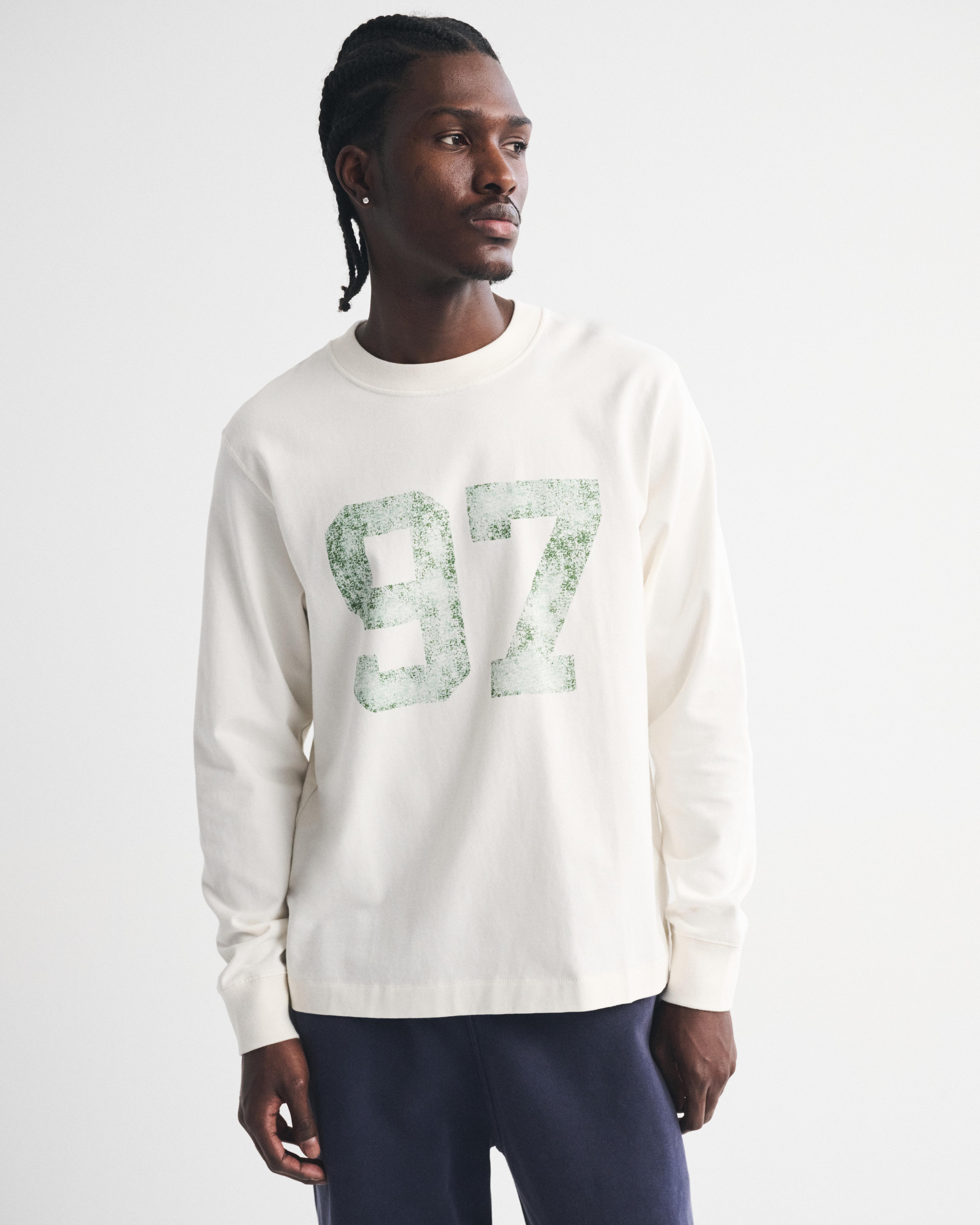 Мужские футболки Abercrombie & Fitch Long-Sleeve Premium Heavyweight 2.0 Graphic Tee — фото 2
