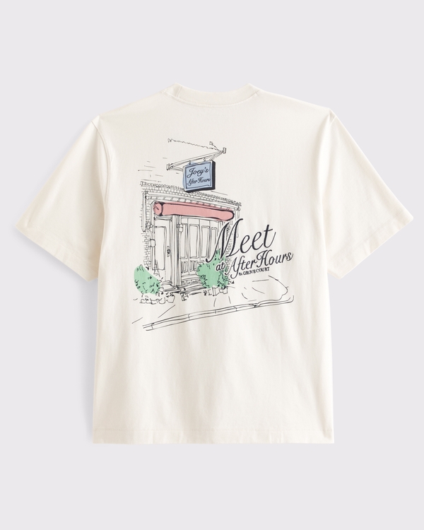 Camiseta premium gruesa 2.0 con gráfico, Crema view 1