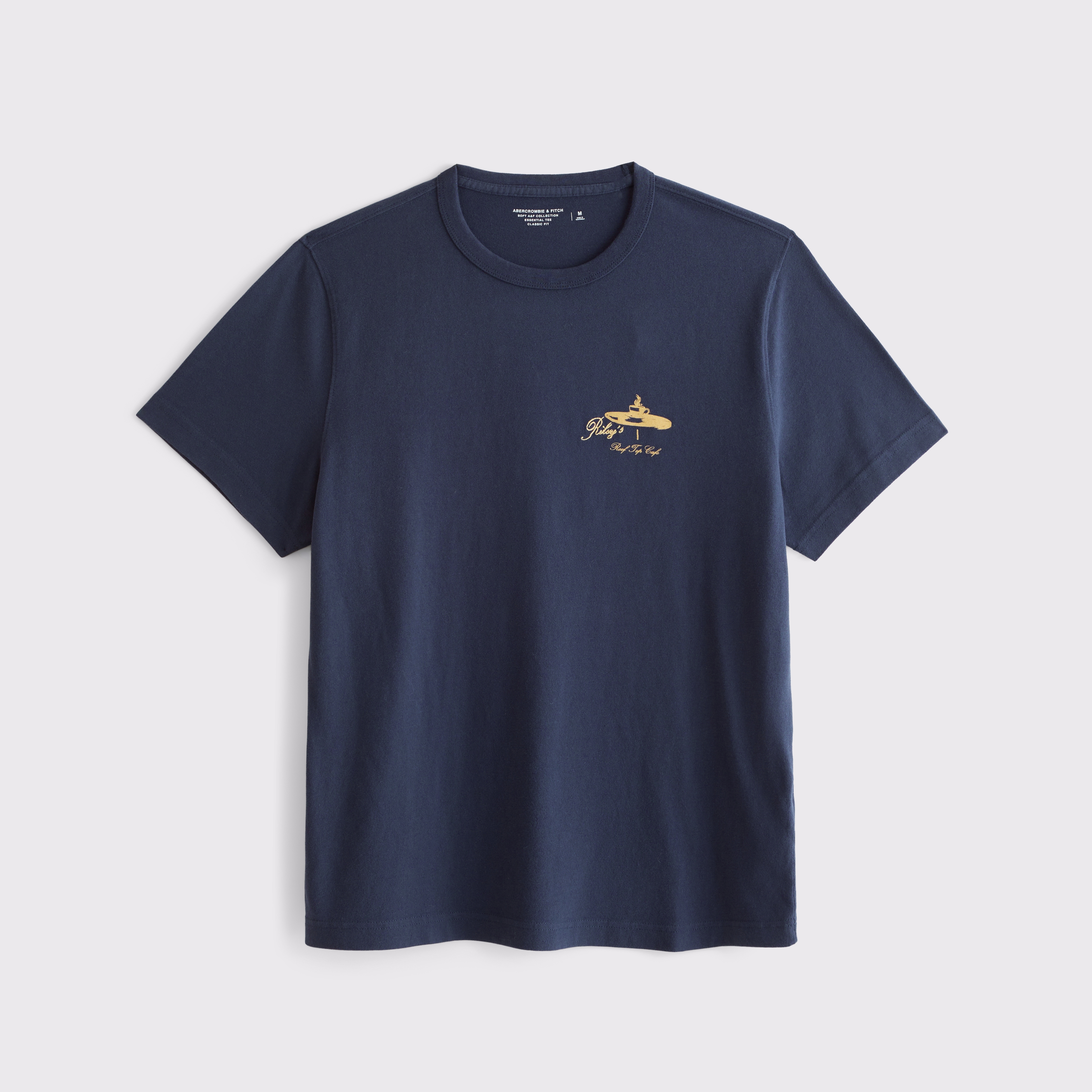 Мужская футболка Abercrombie & Fitch Classic Essential, цвет: Глубокий тёмно-синий — фото 2