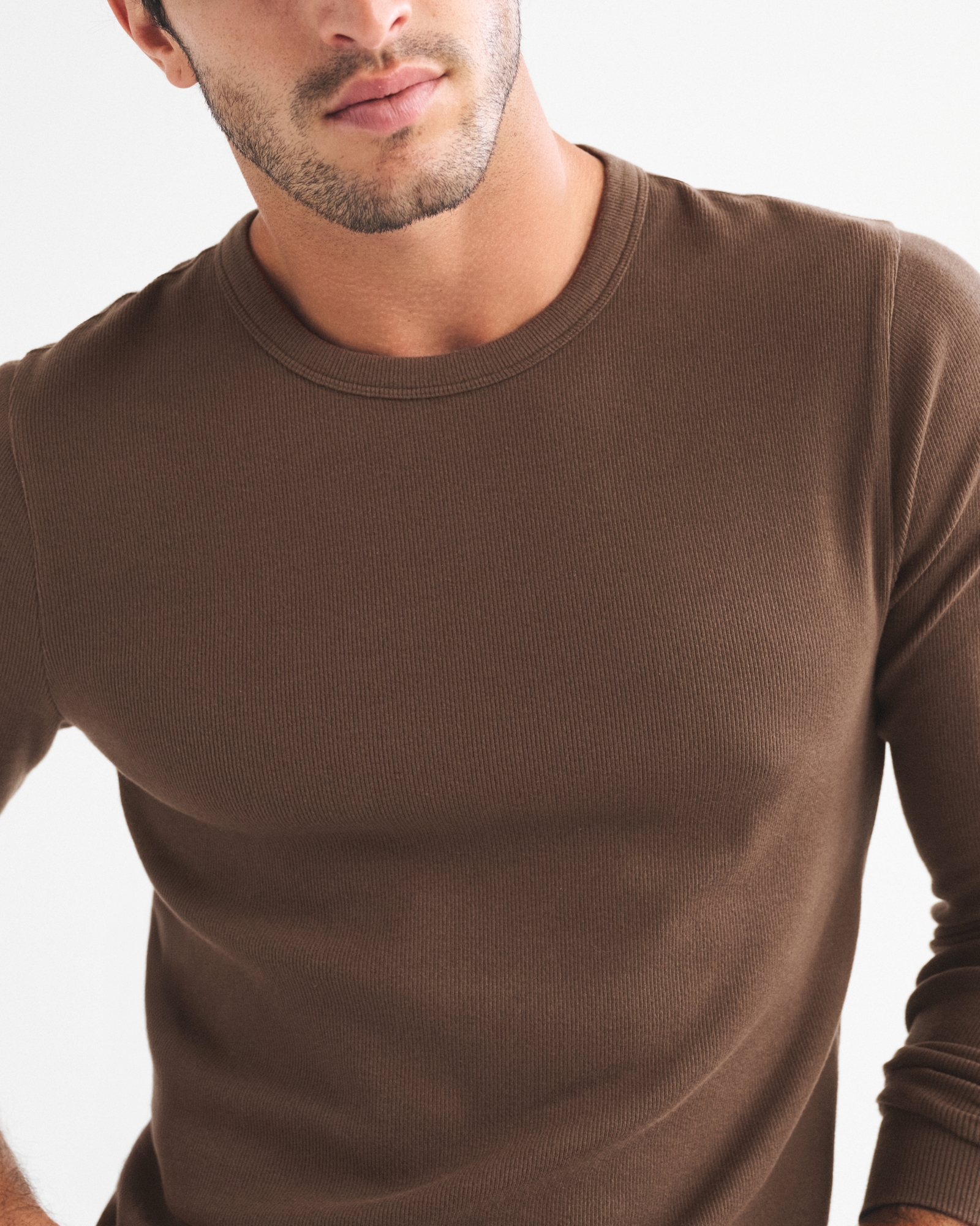 メンズ 長袖 エッセンシャル スリム リブTシャツ | メンズ トップス