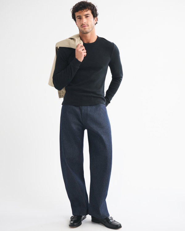 Long-Sleeve Essential Slim Ribbed Tee, Black view 2