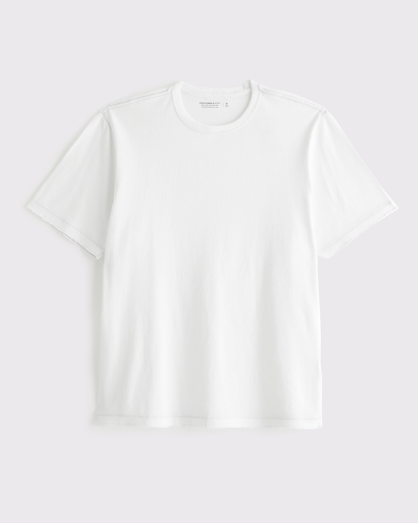 Camiseta de inspiración vintage desgastada, Blanco Con Pespuntes Grises view 1