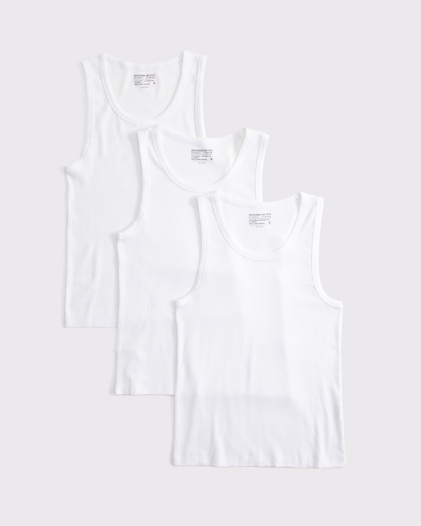 3-Pack Essential Slim Rib Tank, White Multipack view 1