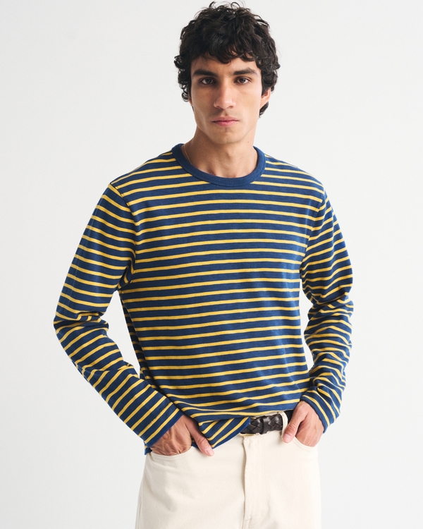 Heritage Heavyweight Long-Sleeve Tee, Navy Stripe view 2