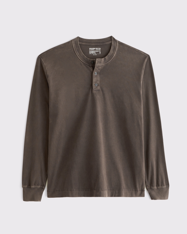 Premium Heavyweight 2.0 Henley, Dark Roast view 1