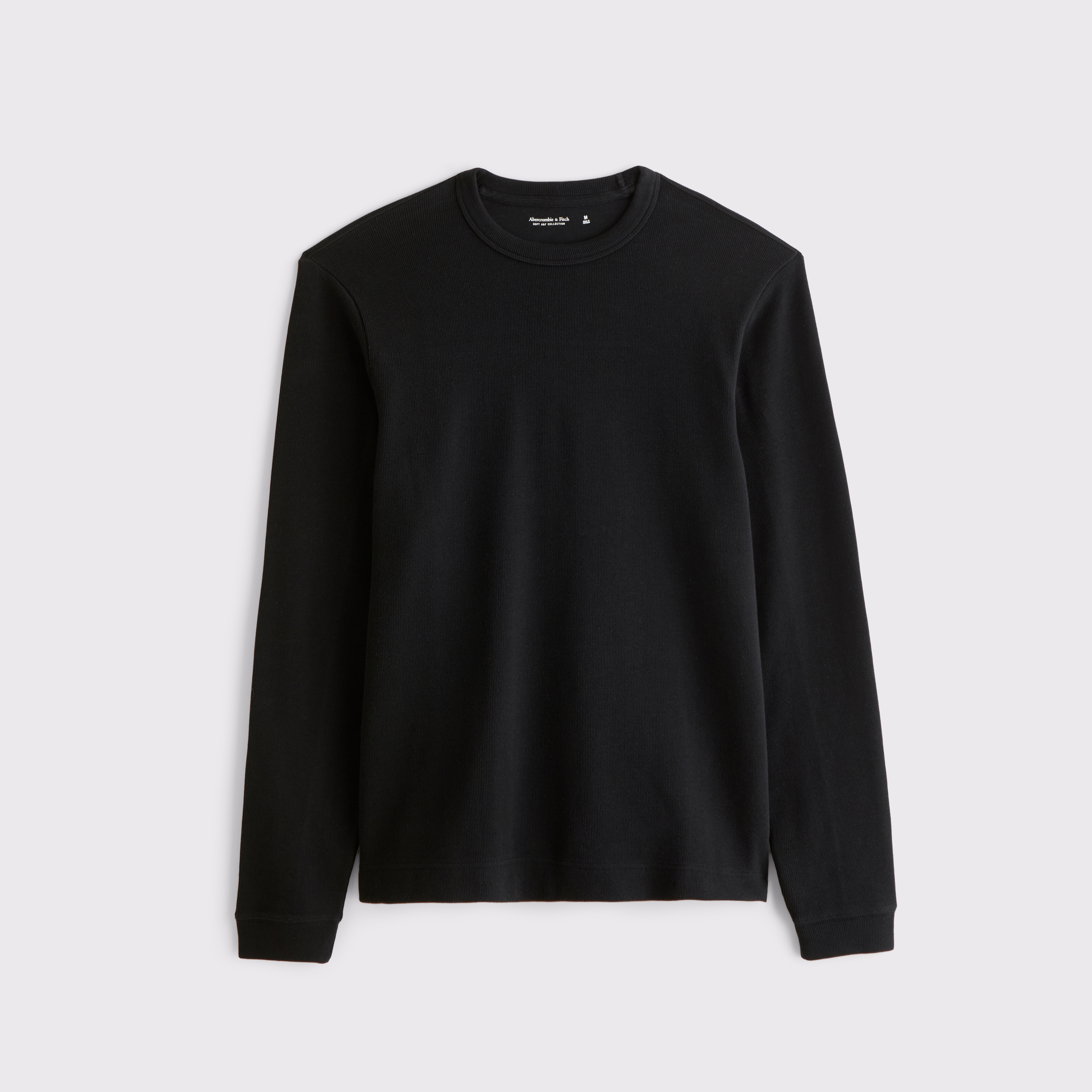 Мужская футболка Abercrombie & Fitch 100% Cotton Long-Sleeve French Rib, цвет: Чёрный — фото 1