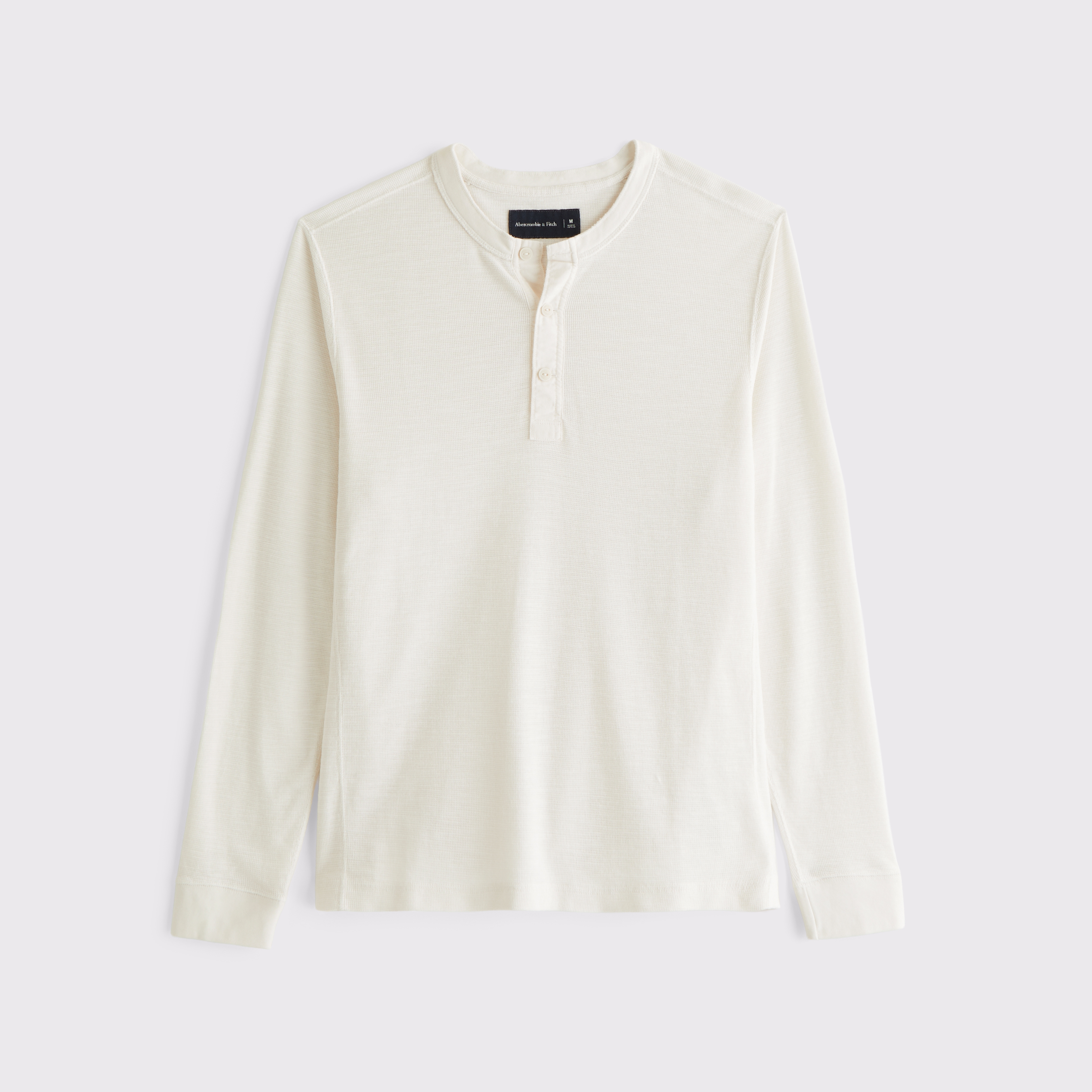 Мужской топ Abercrombie & Fitch 100% Cotton Textured Henley, цвет: Кремовый — фото 1
