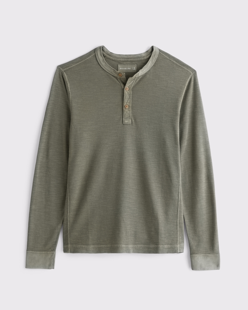 100% Cotton Textured Henley - thumbnail 3