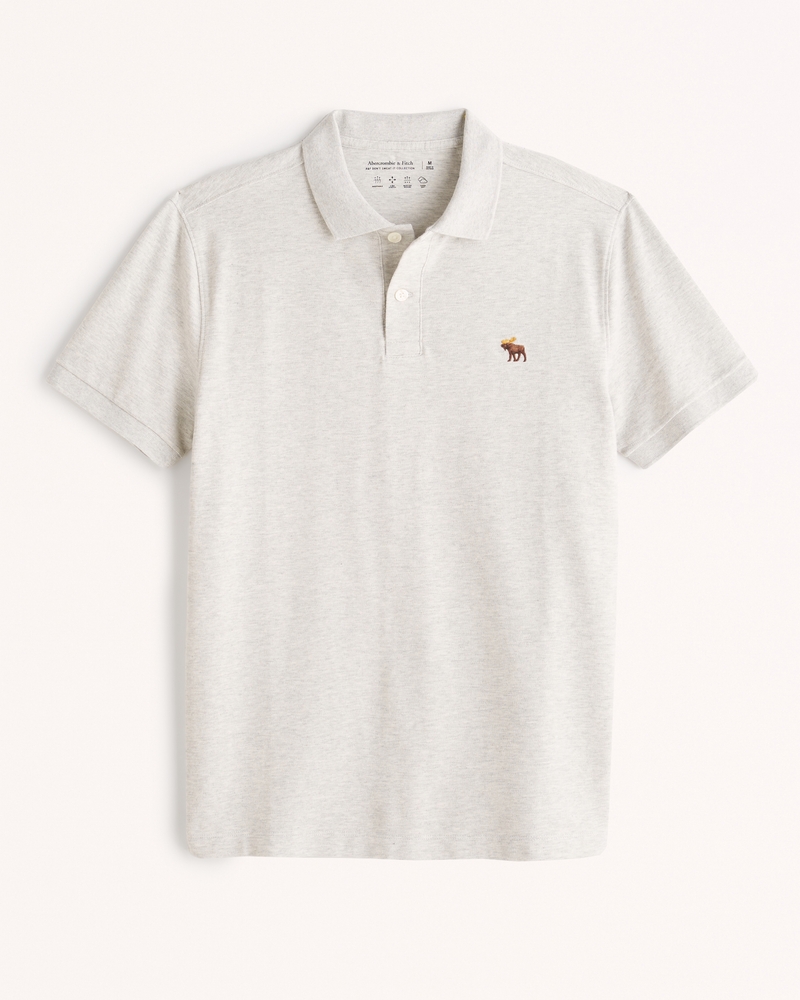 Men's Signature Icon Don't Sweat It Polo in Heather Grey | Size XL Tall | Abercrombie & Fitch
