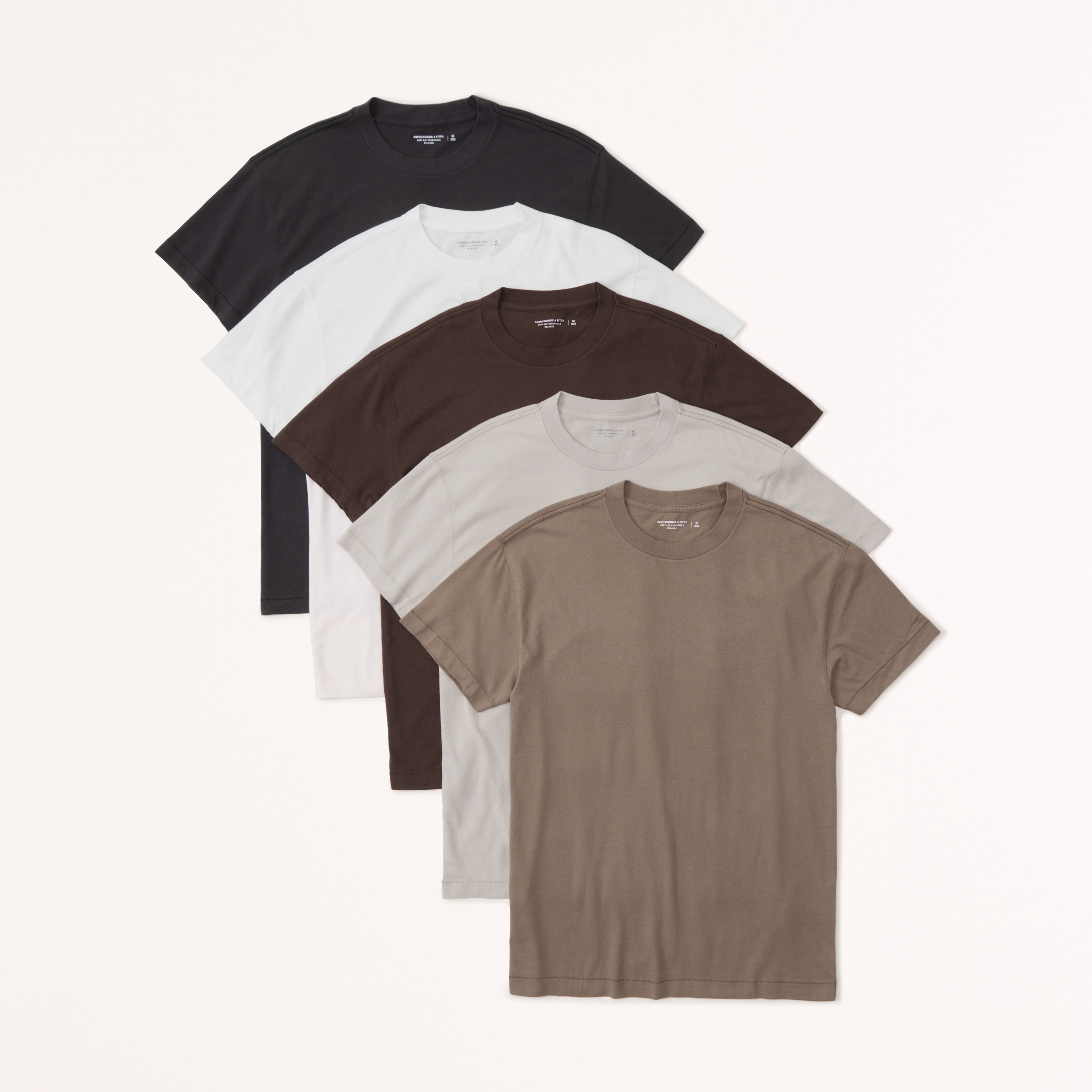 Men s 5 Pack Essential Tees in Brown Multicolor Size S Abercrombie Fitch