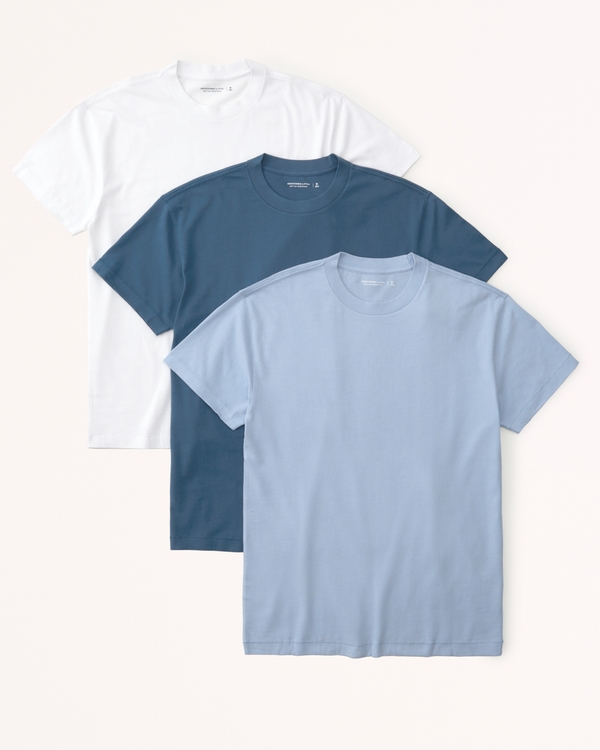 3-Pack Essential Tees, Blue And White