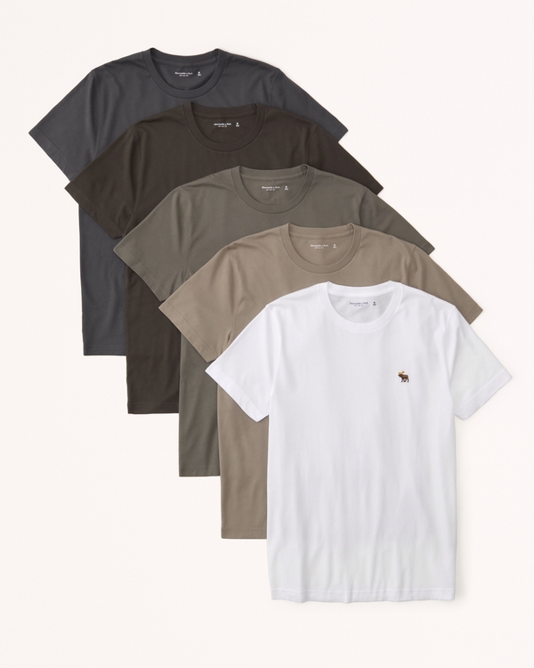 5-Pack Signature Icon Tees, Taupe Multicolor