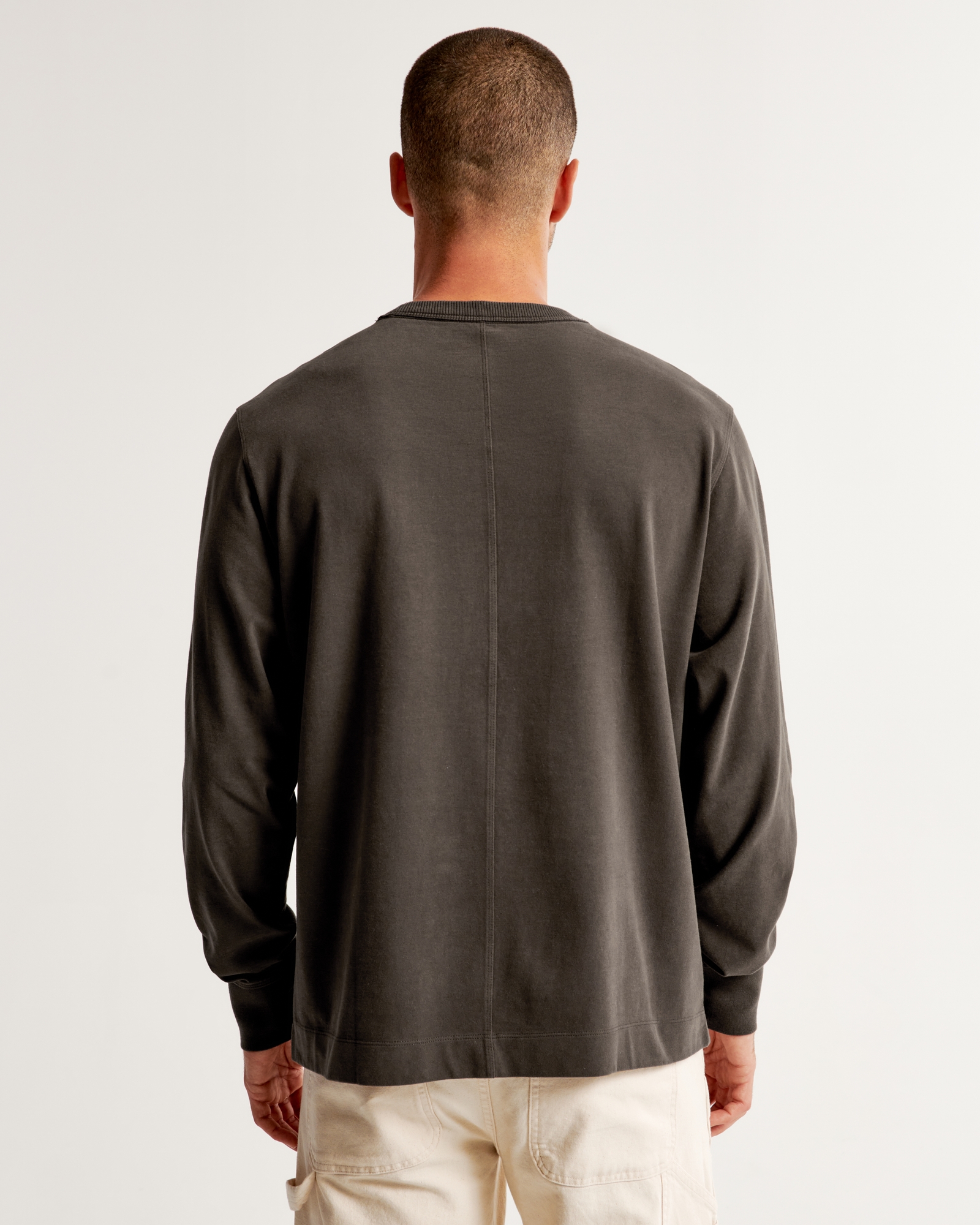 Men's Relaxed Long-Sleeve Heavyweight Cotton Crew T-Shirt, Men's Sale