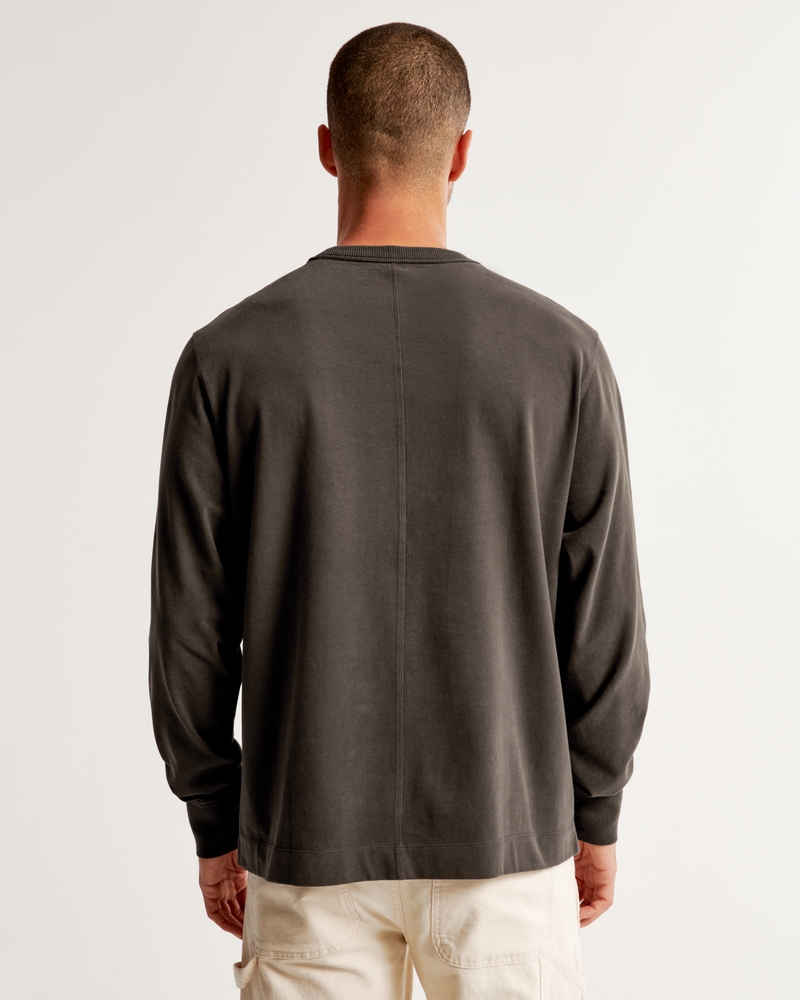hollister t-shirt long sleeve men Size large Charcoal Gray