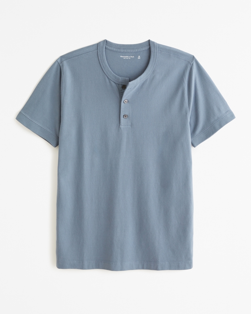 Hollister T-Shirt Mens Small Henley Tee Short Sleeve Blue Comfort