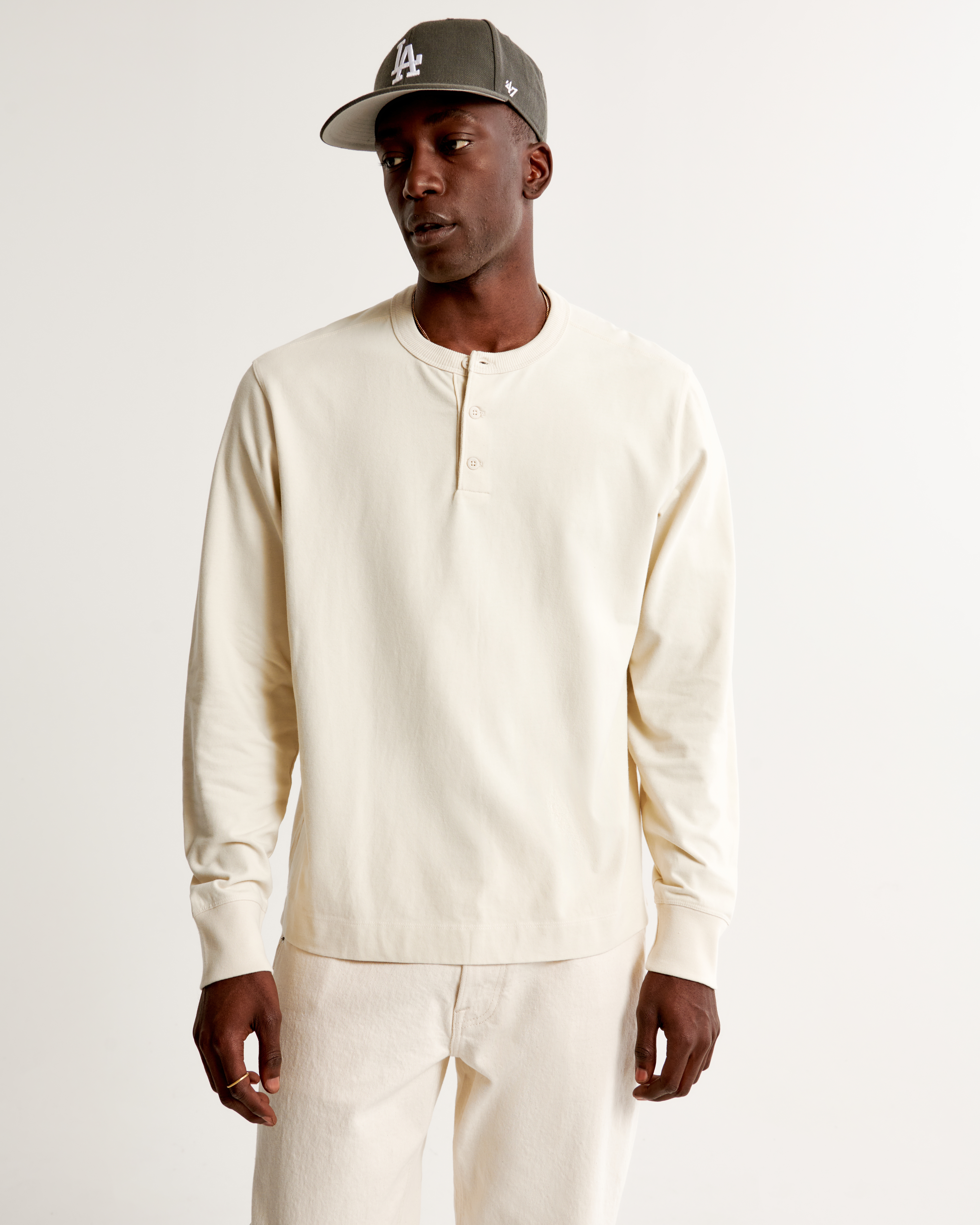 White henley shirt long sleeve sale