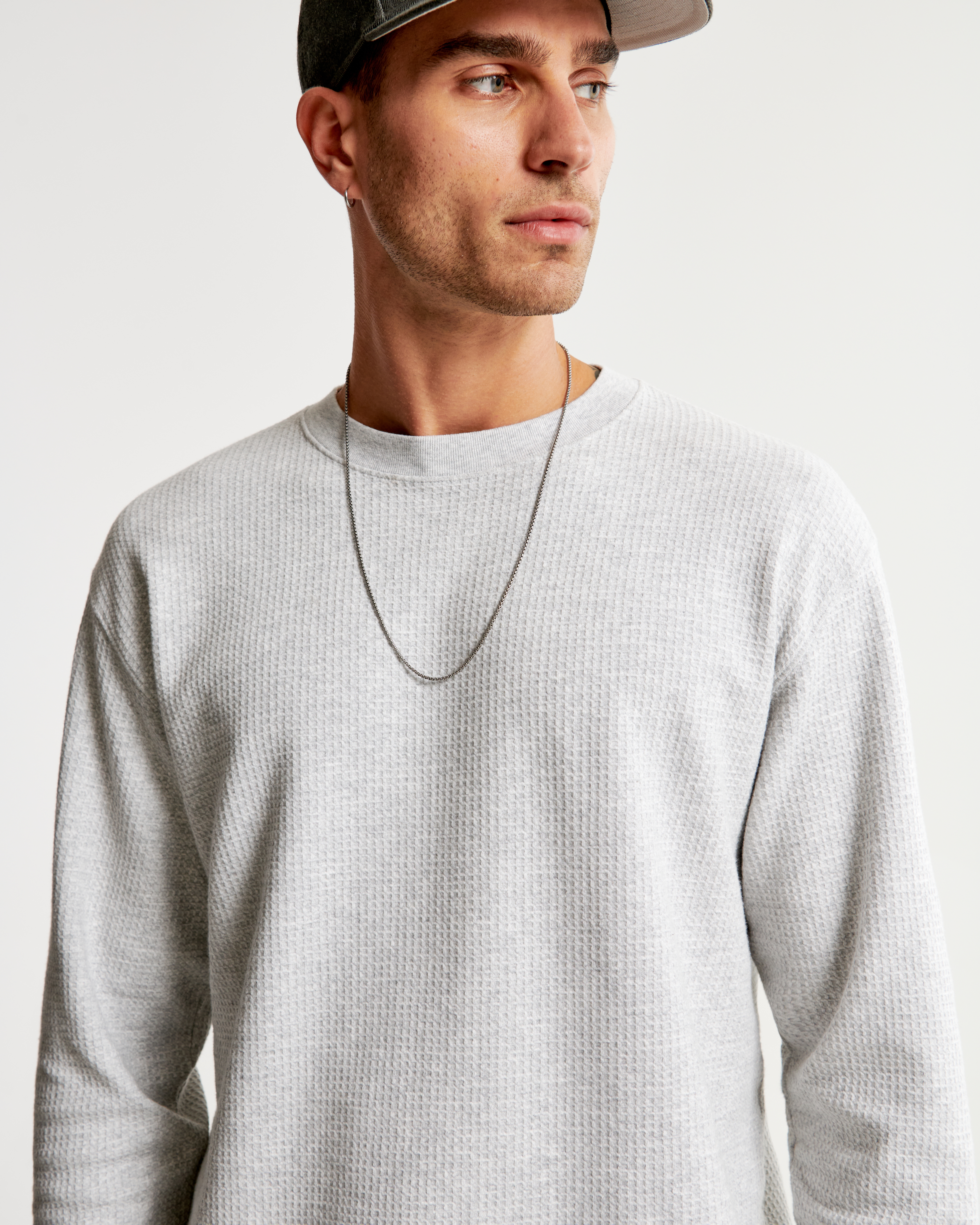 Men's Long-Sleeve Grid Waffle Tee | Men's Tops | Abercrombie.com