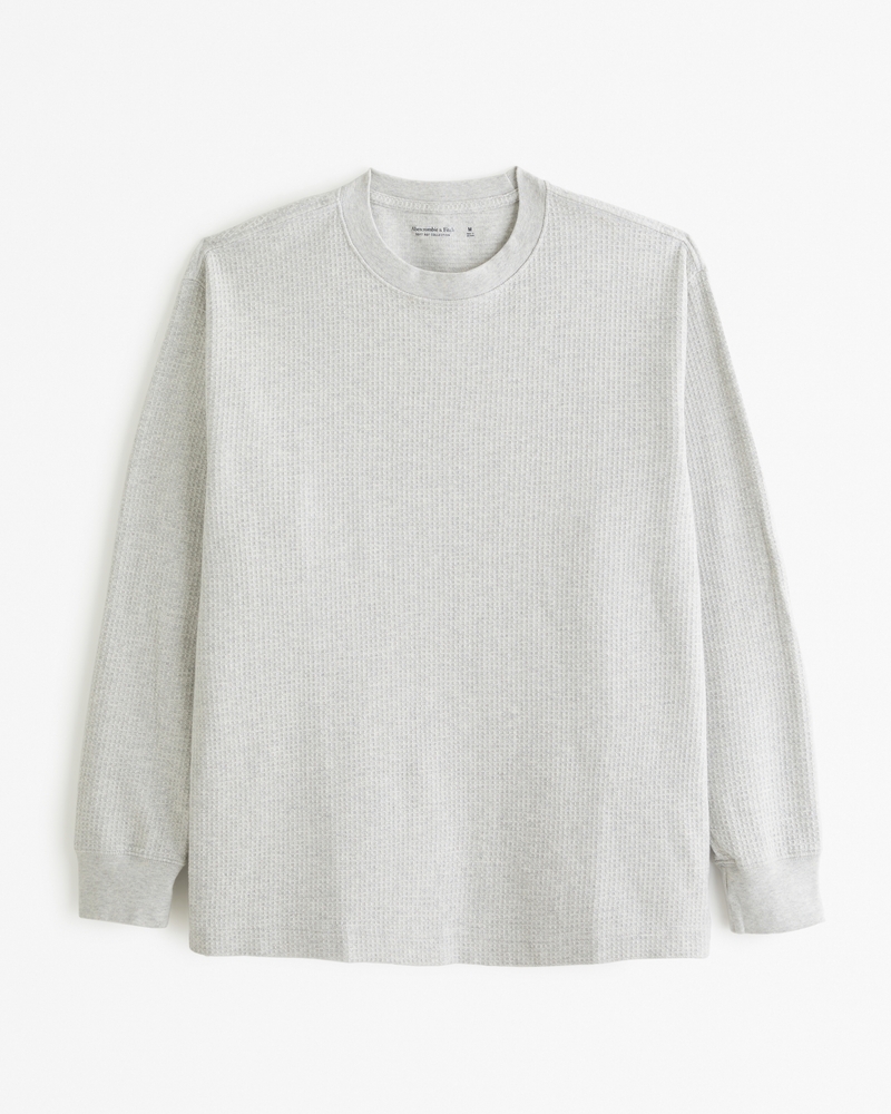 Slim-fit long-sleeved T-shirt in waffle cotton