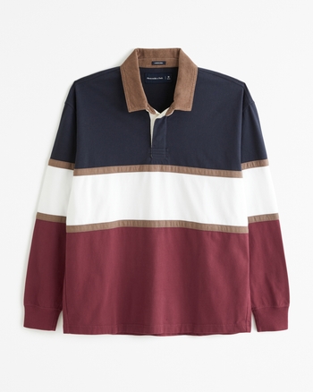 EOW Striped Long-Sleeve Polo Shirt