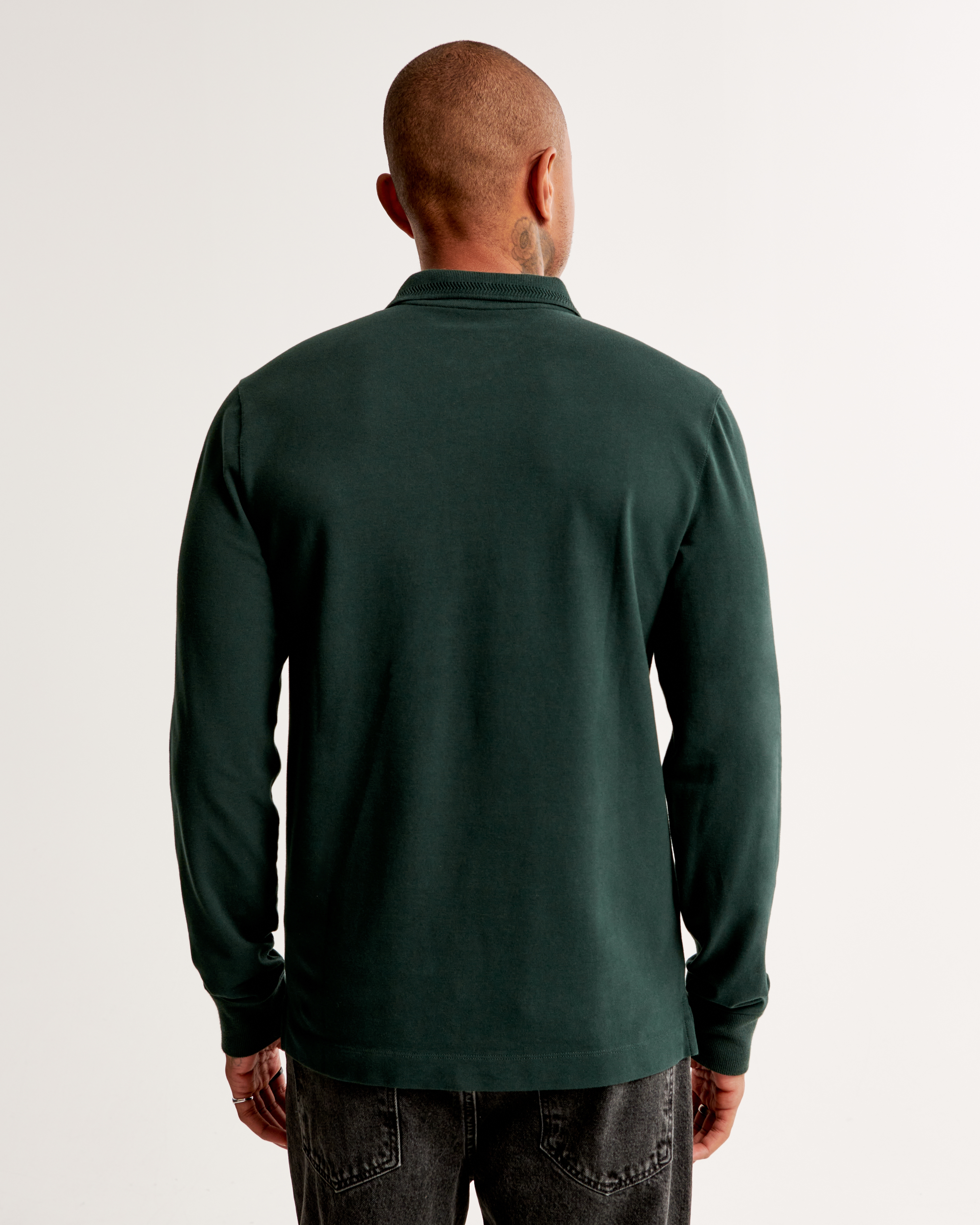 Navy long outlet sleeve polo mens