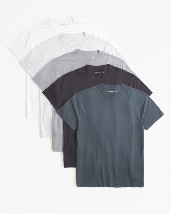 5-Pack Essential Tees, Blue And Grey Multicolor