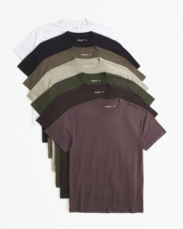 7-Pack Essential Tees, Light Brown Multicolor