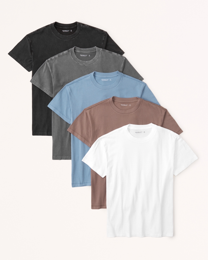 Men s 5 Pack Essential Tee in Brown Multicolor Size Xs Abercrombie Fitch