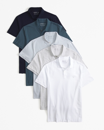 5-Pack Tonal Icon Don't Sweat It Polos from Abercrombie & Fitch - $160