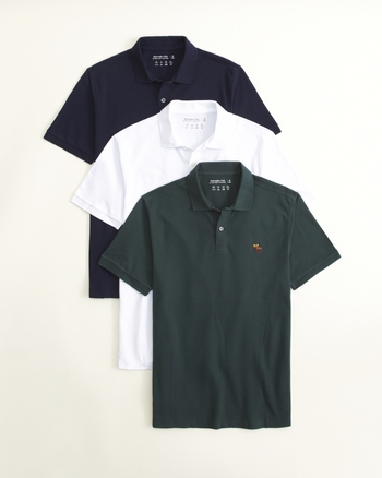 Men s 3 Pack Elevated Icon Don t Sweat It Polos Men s Sale Abercrombie