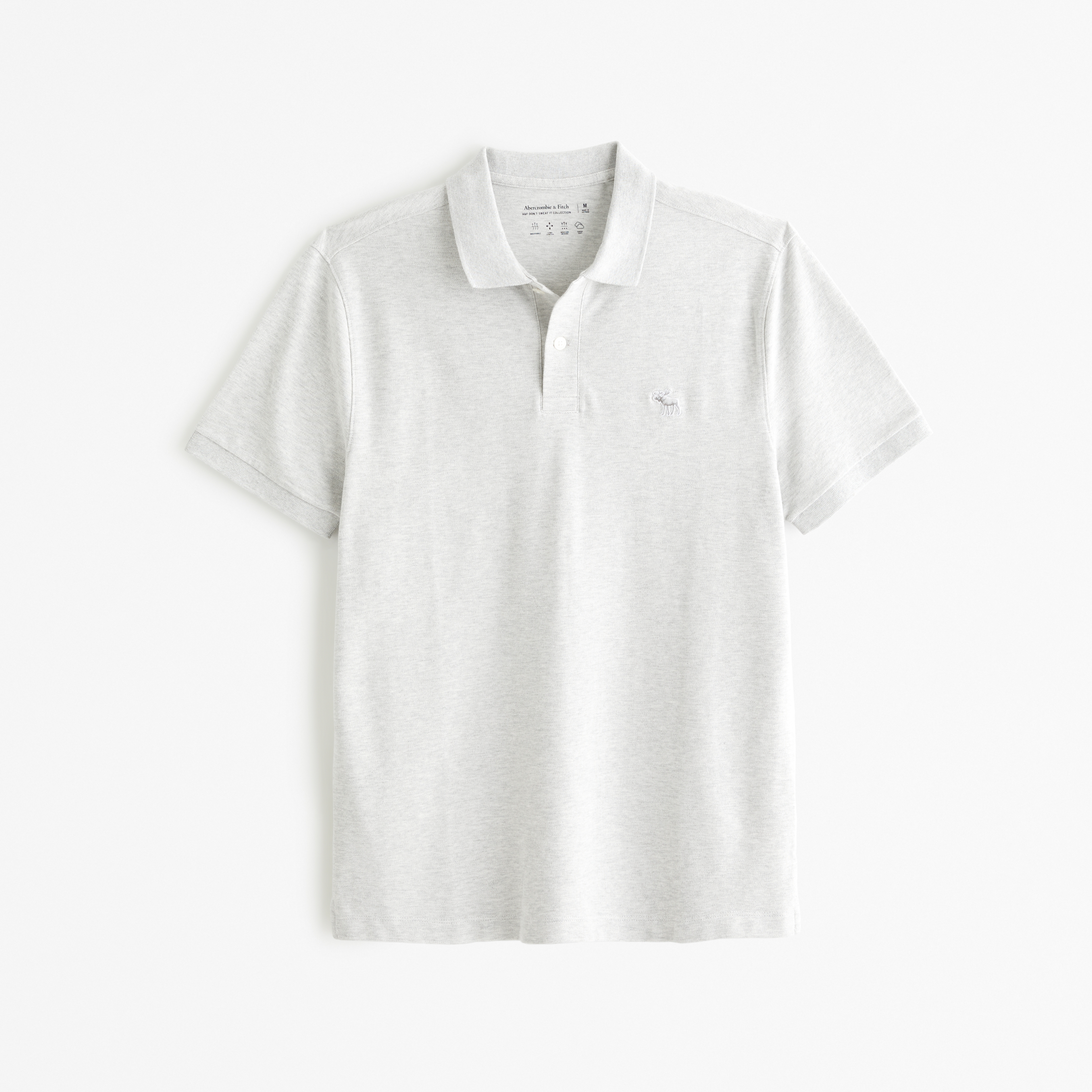 Abercrombie & Fitch Tonal Icon Don't Sweat It Polo In Gray
