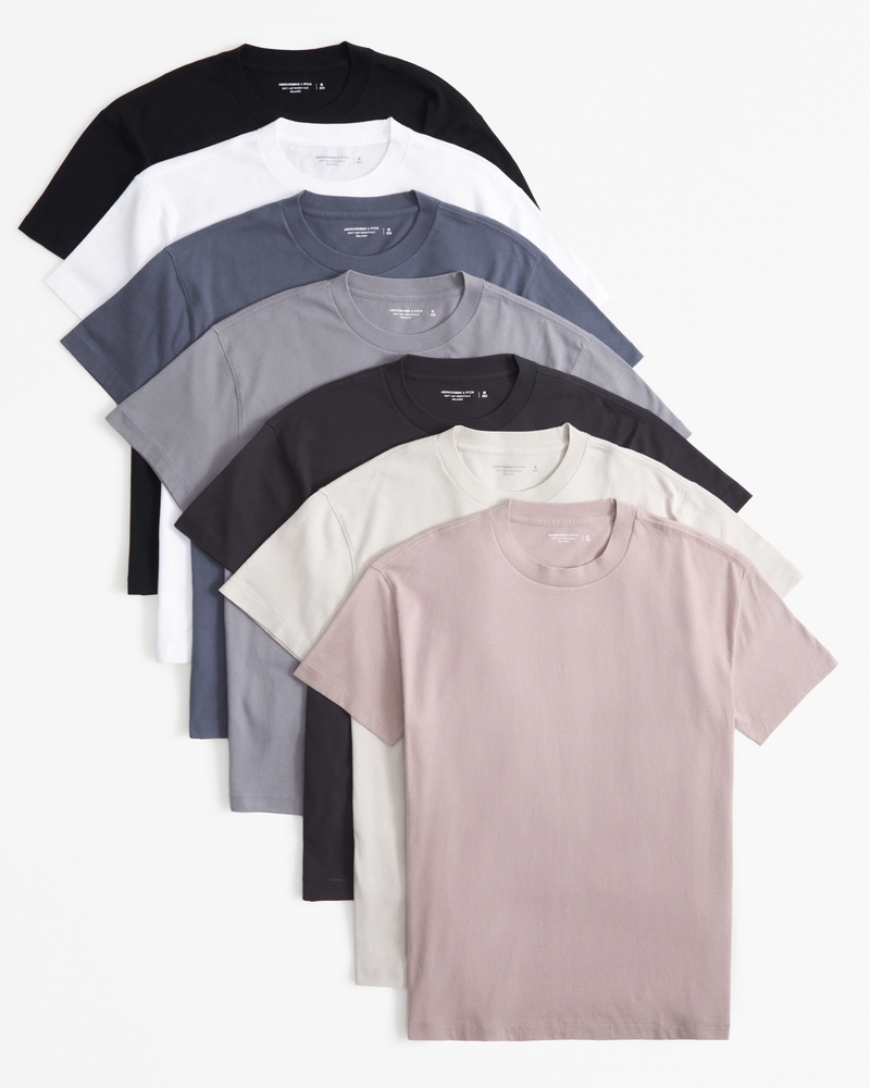 Hollister Co. ICON CREW T-SHIRT 7-PACK - Basic T-shirt - WHITE