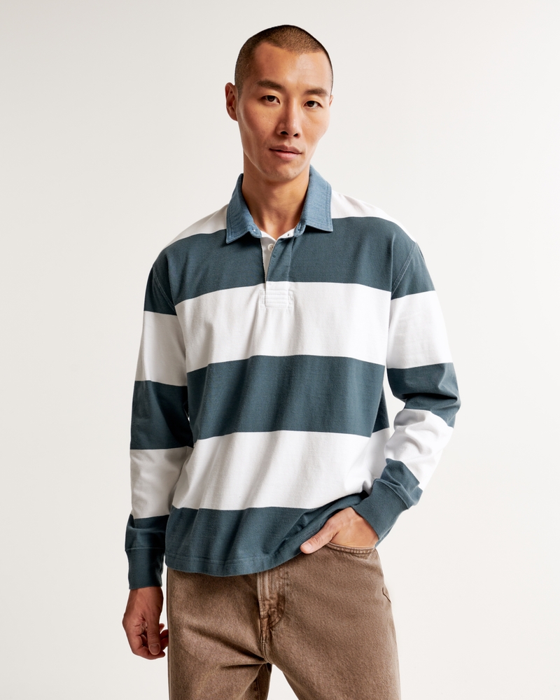 Hollister Mens Blue Striped Polo Size XL – Preworn Ltd