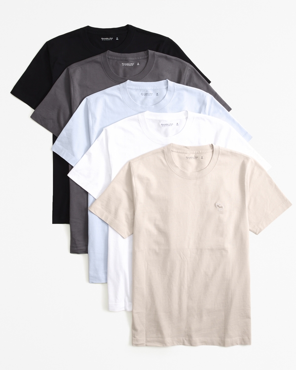 Hollister 5 pack sport logo plain and camo print t-shirt in multi