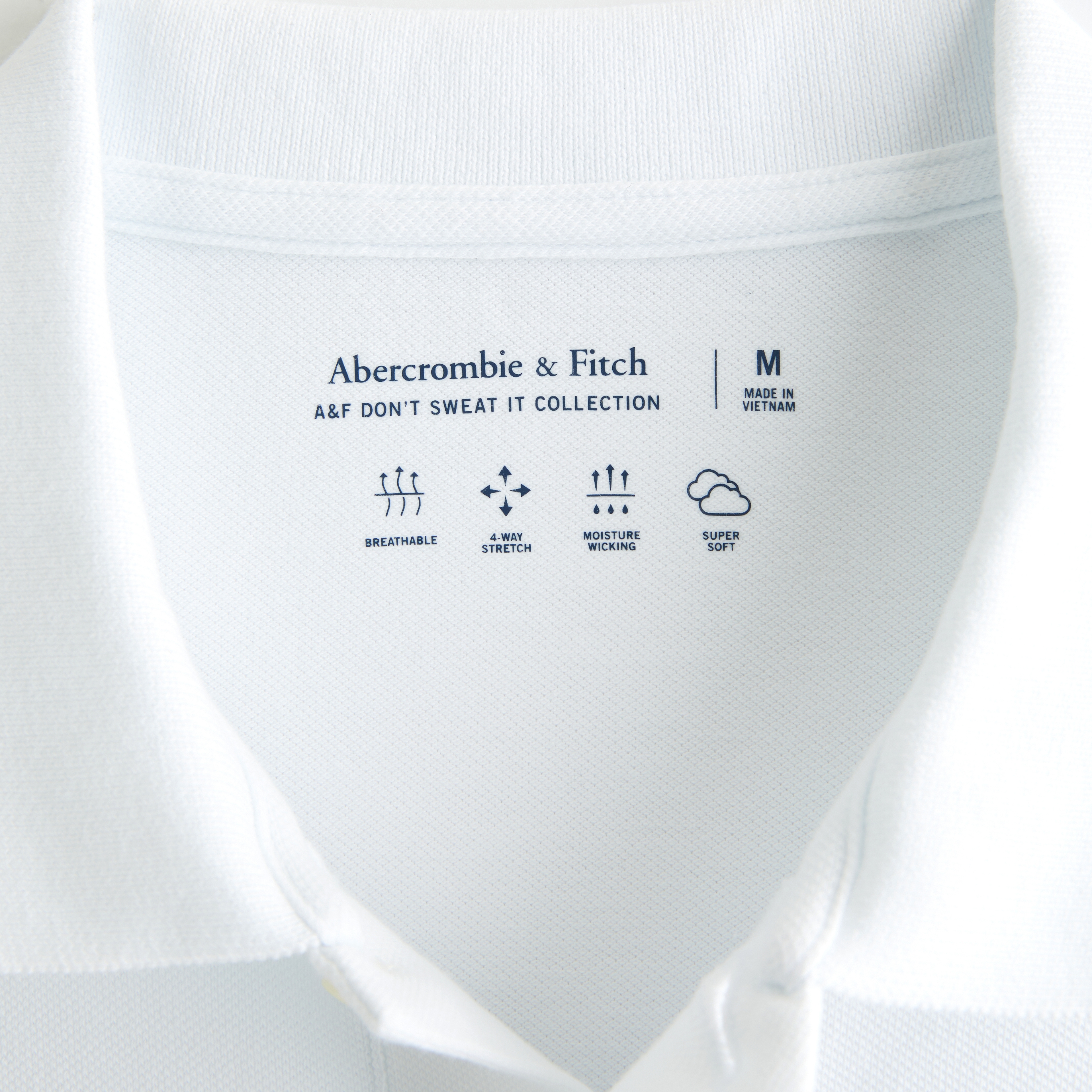 White Polo with Navy and Maroon Abercrombie store and fitch Patch