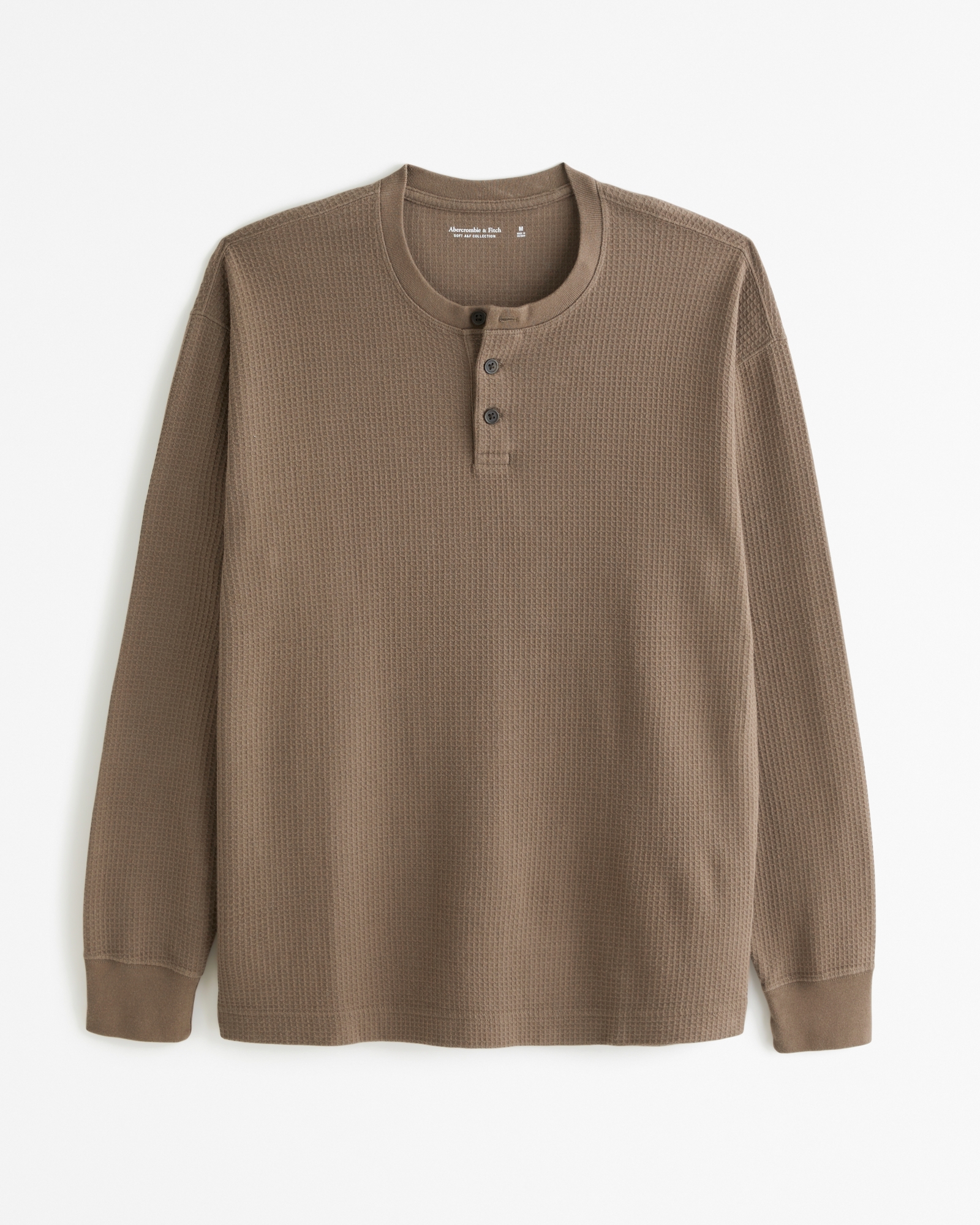 Waffle-knit Henley top - Brown - Kids